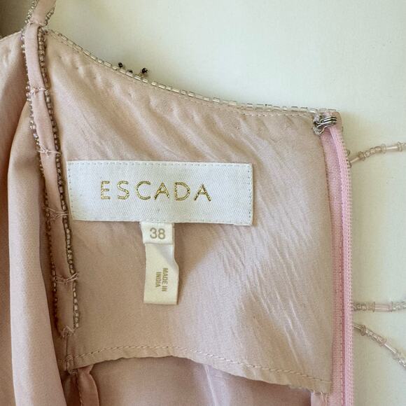 Escada Silk Fully Beaded Light Pink Slip Dress Size 38 / US 8 - Picture 9 of 12